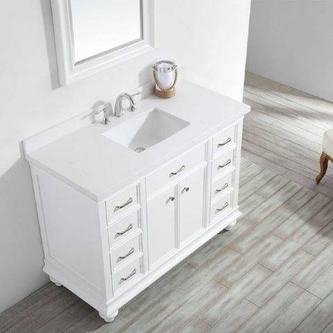 Image of Vinnova Charlotte 48" Transitional White Single Sink Vanity Set 735048-WH-CQS