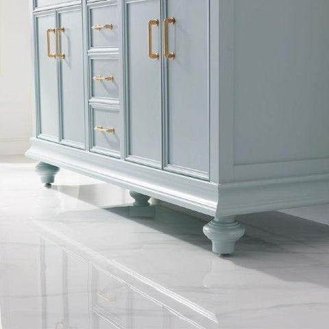 Image of Vinnova Charlotte 60" Transitional Green Double Sink Vanity 735060-FG-CQS-NM 735060-FG-CQS-NM