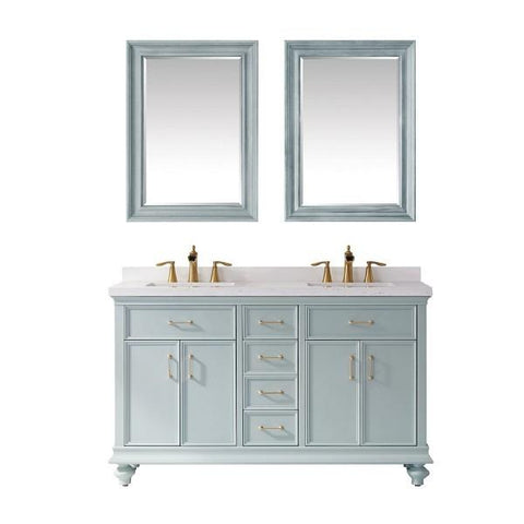 Image of Vinnova Charlotte 60" Transitional Green Double Sink Vanity Set 735060-FG-CQS