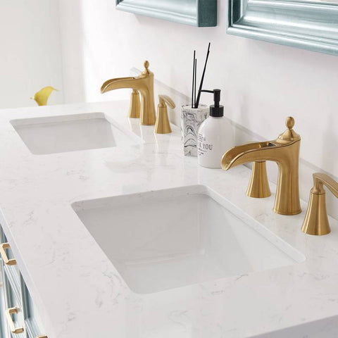 Image of Vinnova Charlotte 60" Transitional Green Double Sink Vanity Set 735060-FG-CQS