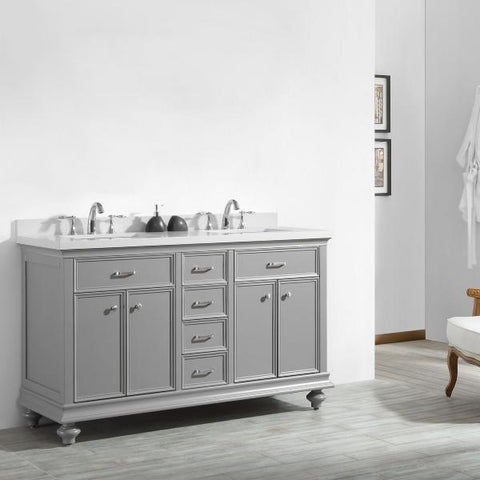 Image of Vinnova Charlotte 60" Transitional Grey Double Sink Vanity 735060-GR-CQS-NM