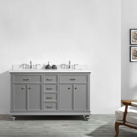 Image of Vinnova Charlotte 60" Transitional Grey Double Sink Vanity 735060-GR-CQS-NM