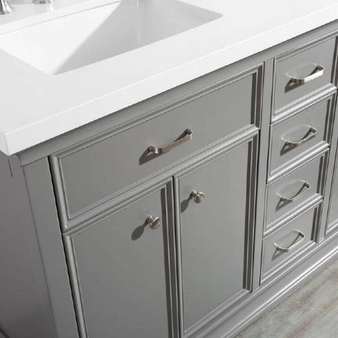 Image of Vinnova Charlotte 60" Transitional Grey Double Sink Vanity Set 735060-GR-CQS 735060-GR-CQS