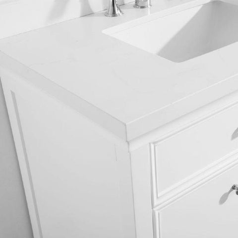Image of Vinnova Charlotte 60" Transitional White Double Sink Vanity Set 735060-WH-CQS