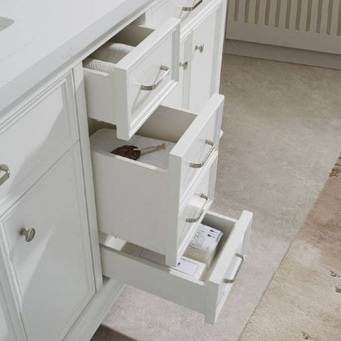 Image of Vinnova Charlotte 60" Transitional White Double Sink Vanity Set 735060-WH-CQS