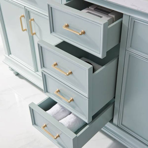 Image of Vinnova Charlotte 72" Transitional Green Double Sink Vanity Set 735072-FG-CQS