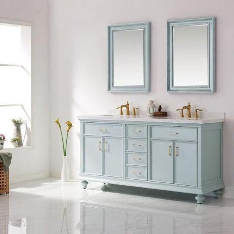 Image of Vinnova Charlotte 72" Transitional Green Double Sink Vanity Set 735072-FG-CQS