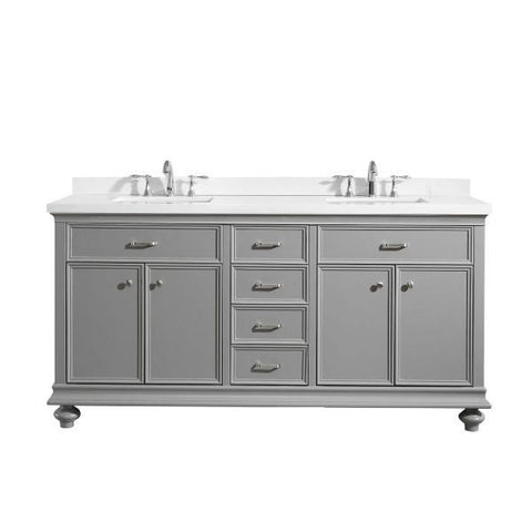 Image of Vinnova Charlotte 72" Transitional Grey Double Sink Vanity 735072-GR-CQS-NM
