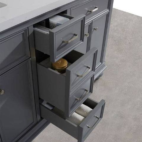 Image of Vinnova Charlotte 72" Transitional Grey Double Sink Vanity 735072-GR-CQS-NM 735072-GR-CQS-NM