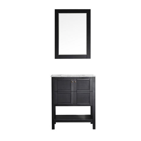 Image of Vinnova Florence 30" Espresso Modern Single Sink Vanity Set w/ Carrara Marble Countertop 713030-ES-CA