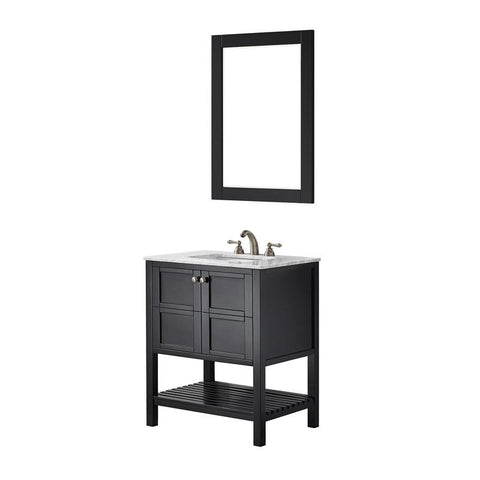 Image of Vinnova Florence 30" Espresso Modern Single Sink Vanity Set w/ Carrara Marble Countertop 713030-ES-CA