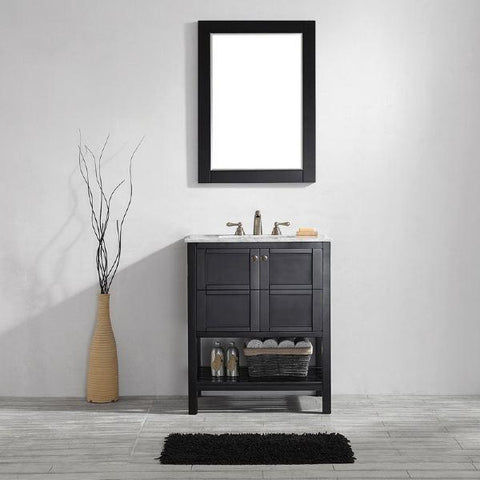 Image of Vinnova Florence 30" Espresso Modern Single Sink Vanity Set w/ Carrara Marble Countertop 713030-ES-CA