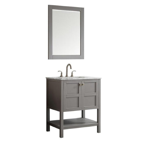 Image of Vinnova Florence 30" Grey Transitional Single Sink Vanity Set w/ Carrara Marble Countertop