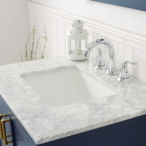 Image of Vinnova Florence 30" Royal Blue Transitional Single Vanity Set w/ Carrara Marble Countertop