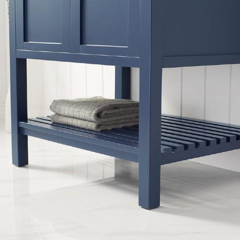 Image of Vinnova Florence 30" Royal Blue Transitional Single Vanity Set w/ Carrara Marble Countertop 713030-RB-CA