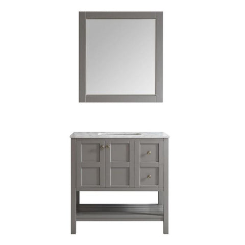 Image of Vinnova Florence 36" Grey Vanity Set with Carrara White Marble Countertop