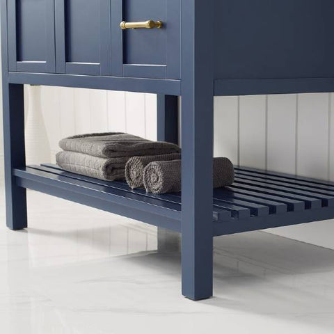 Image of Vinnova Florence 36" Royal Blue Single Sink Vanity Set w/ Carrara White Marble Countertop 713036-RB-CA