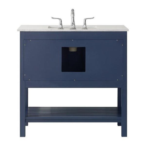 Image of Vinnova Florence 36" Royal Blue Single Sink Vanity Set w/ Carrara White Marble Countertop 713036-RB-CA