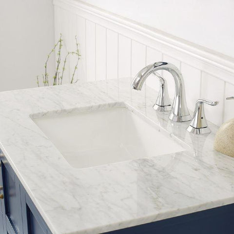 Image of Vinnova Florence 36" Transitional Royal Blue Single Sink Vanity w/ Carrara Marble Countertop