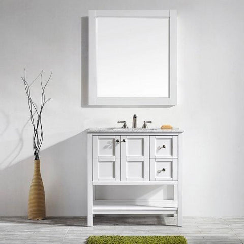 Image of Vinnova Florence 36" White Single Sink Vanity Set w/ Carrara White Marble Countertop 713036-WH-CA