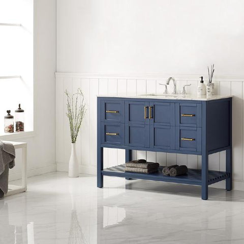 Image of Vinnova Florence 48" Transitional Royal Blue Single Sink Vanity 713048-RB-CA-NM 713048-RB-CA-NM