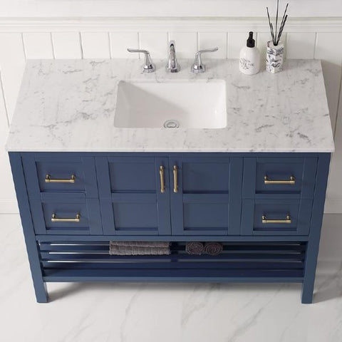 Image of Vinnova Florence 48" Transitional Royal Blue Single Sink Vanity 713048-RB-CA-NM 713048-RB-CA-NM