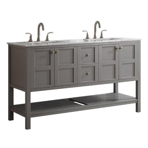 Image of Vinnova Florence 60" Transitional Grey Double Sink Vanity 713060-GR-CA-NM