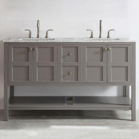 Image of Vinnova Florence 60" Transitional Grey Double Sink Vanity 713060-GR-CA-NM
