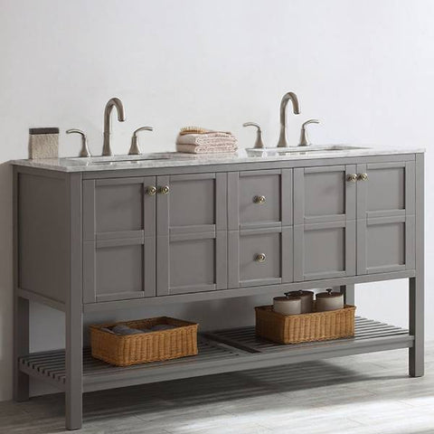 Image of Vinnova Florence 60" Transitional Grey Double Sink Vanity 713060-GR-CA-NM