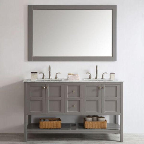 Image of Vinnova Florence 60" Transitional Grey Double Sink Vanity Set 713060-GR-CA 713060-GR-CA
