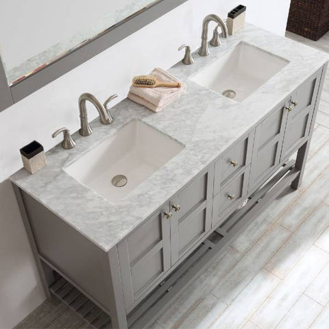 Image of Vinnova Florence 60" Transitional Grey Double Sink Vanity Set 713060-GR-CA 713060-GR-CA