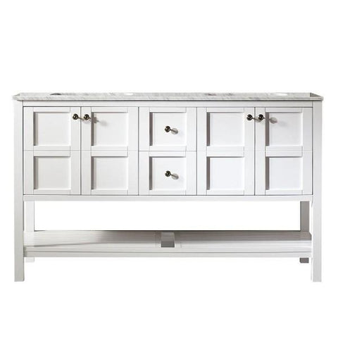 Image of Vinnova Florence 60" Transitional White Double Sink Vanity 713060-WH-CA-NM