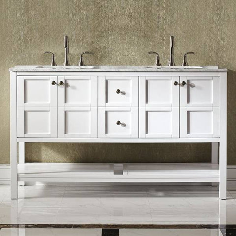 Image of Vinnova Florence 60" Transitional White Double Sink Vanity 713060-WH-CA-NM