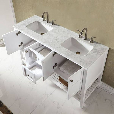 Image of Vinnova Florence 60" Transitional White Double Sink Vanity 713060-WH-CA-NM