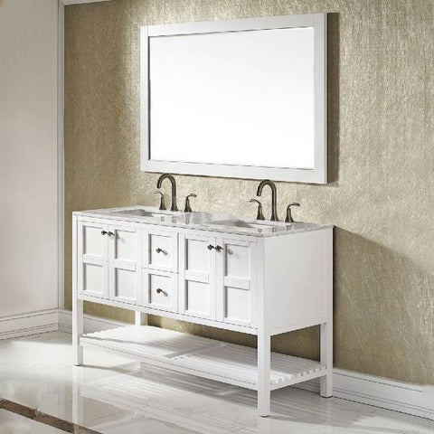 Image of Vinnova Florence 60" Transitional White Double Sink Vanity Set 713060-WH-CA 713060-WH-CA