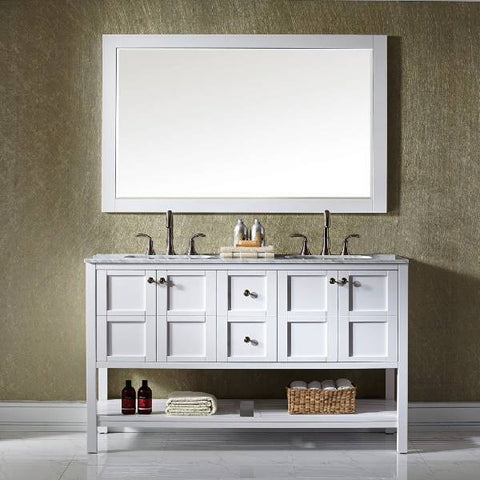Image of Vinnova Florence 60" Transitional White Double Sink Vanity Set 713060-WH-CA 713060-WH-CA