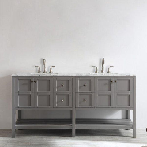Image of Vinnova Florence 72" Transitional Grey Double Sink Vanity Set 713072-GR-CA 713072-GR-CA