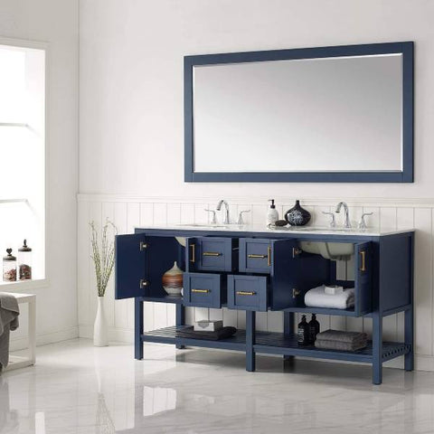 Image of Vinnova Florence 72" Transitional Royal Blue Double Sink Vanity Set 713072-RB-CA 713072-RB-CA