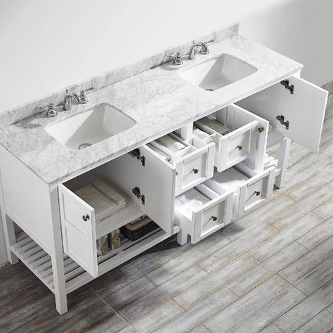 Image of Vinnova Florence 72" Transitional White Double Sink Vanity 713072-WH-CA-NM 713072-WH-CA-NM
