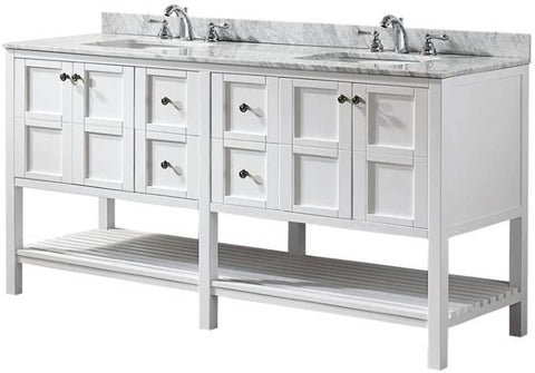 Image of Vinnova Florence 72" Transitional White Double Sink Vanity 713072-WH-CA-NM 713072-WH-CA-NM
