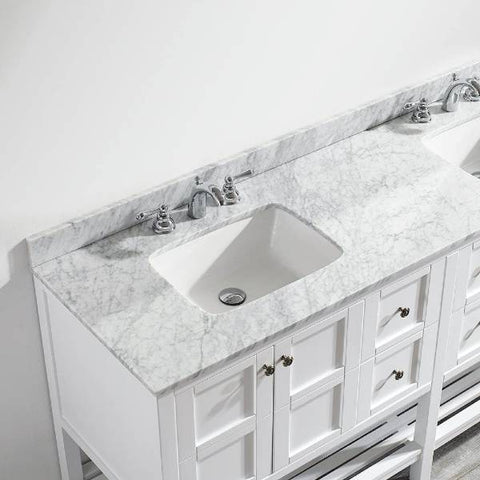 Image of Vinnova Florence 72" Transitional White Double Sink Vanity 713072-WH-CA-NM 713072-WH-CA-NM