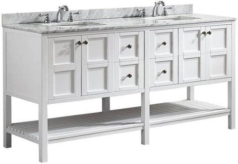 Image of Vinnova Florence 72" Transitional White Double Sink Vanity 713072-WH-CA-NM 713072-WH-CA-NM