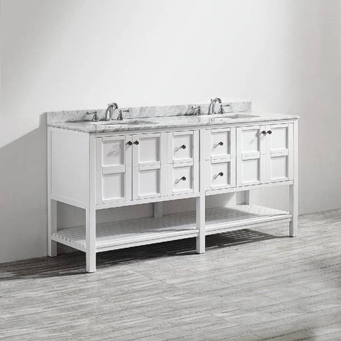 Image of Vinnova Florence 72" Transitional White Double Sink Vanity 713072-WH-CA-NM 713072-WH-CA-NM