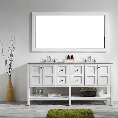 Image of Vinnova Florence 72" Transitional White Double Sink Vanity Set 713072-WH-CA 713072-WH-CA