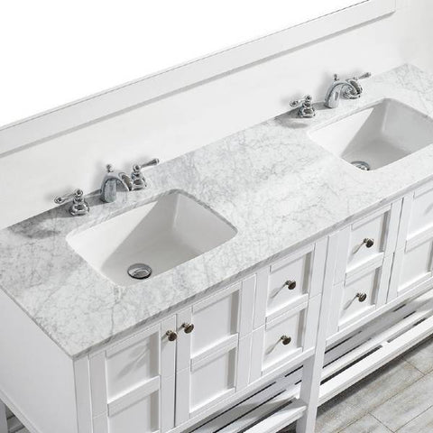 Image of Vinnova Florence 72" Transitional White Double Sink Vanity Set 713072-WH-CA 713072-WH-CA