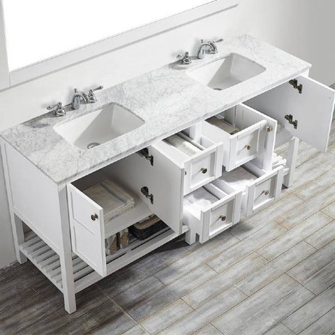Image of Vinnova Florence 72" Transitional White Double Sink Vanity Set 713072-WH-CA 713072-WH-CA