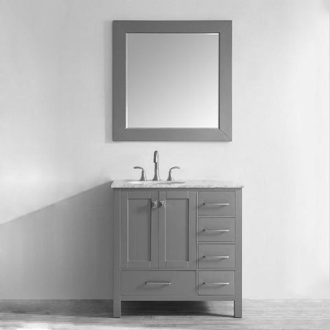 Image of Vinnova Gela 36" Grey Single Sink Vanity Set w/ Carrara White Marble Countertop