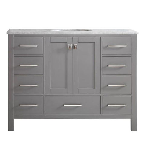 Image of Vinnova Gela 48" Modern Grey Single Sink Vanity w/ Carrara Marble Countertop