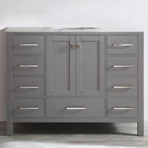 Image of Vinnova Gela 48" Modern Grey Single Sink Vanity w/ Carrara Marble Countertop