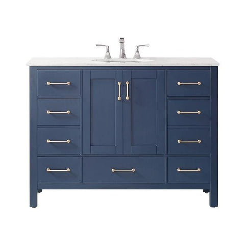 Image of Vinnova Gela 48" Modern Royal Blue Single Sink Vanity w/ Carrara Marble Countertop 723048-RB-CA-NM